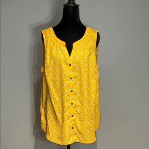 CJ Banks Yellow Patterned Sleeveless Blouse